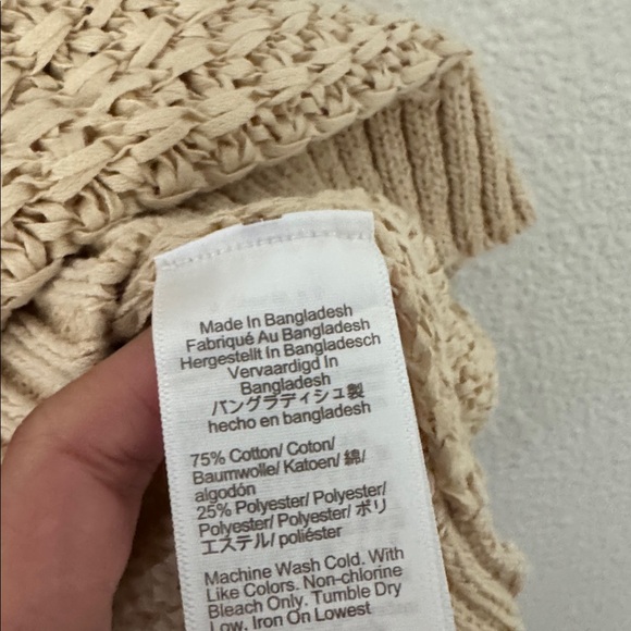 J. Crew Basket Stitch Sweater Tank Crochet Buff Clay Tan Neutral Size L/XL Boho - Picture 3 of 7
